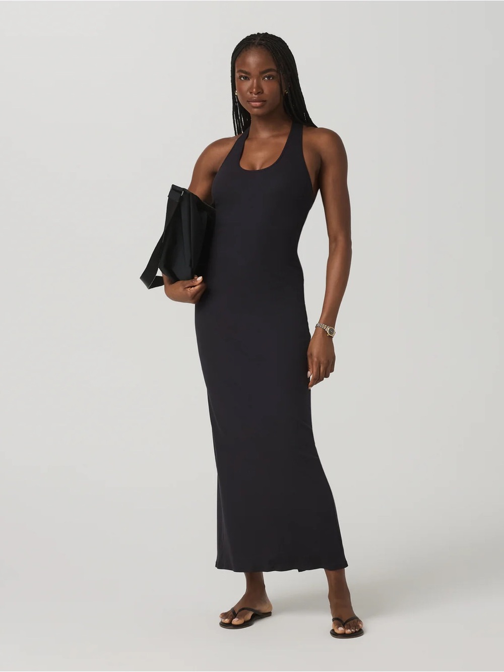 NEW Vuori Pose Scoop Maxi Dress in Black